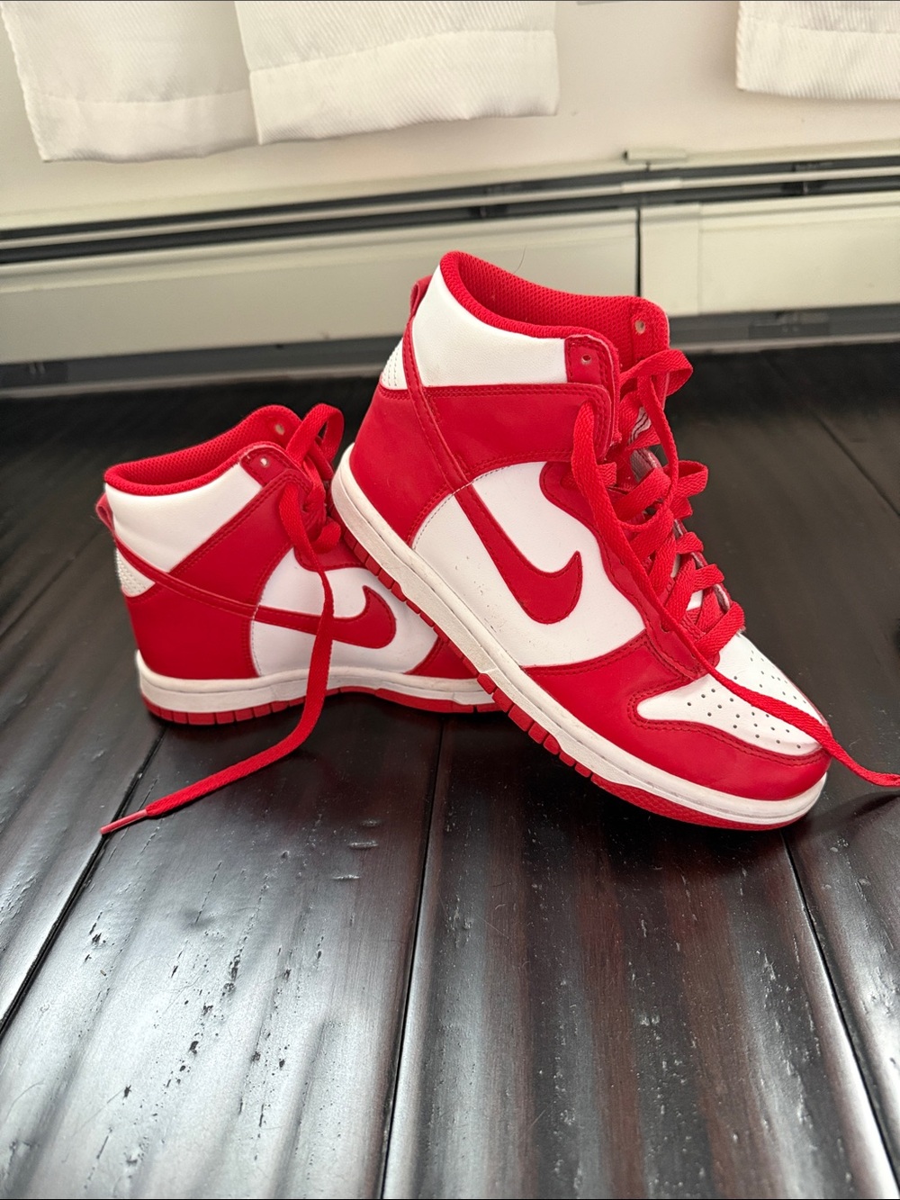 Nike Kids Red and White High-Top Sneakers